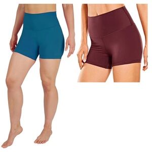 YOGALICIOUS Womens 5” & 7” High Waisted Biker Shorts Set Squat Proof Size Medium